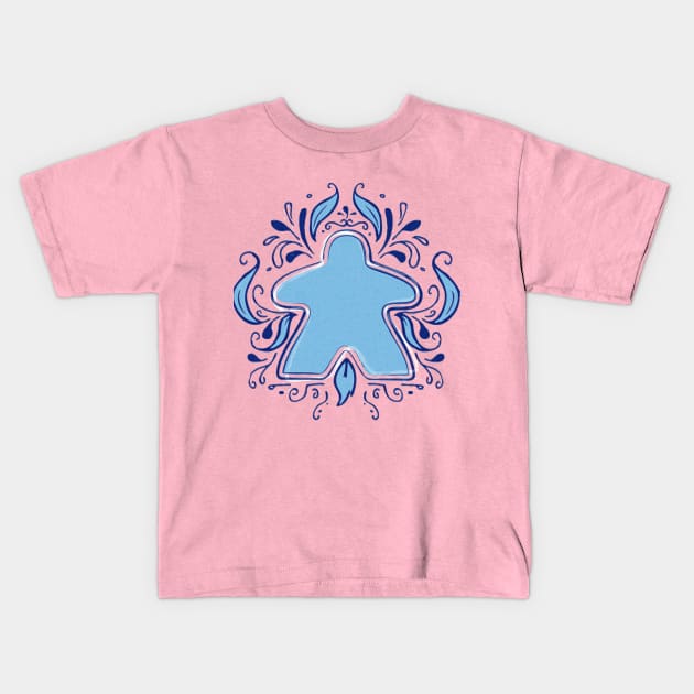 Blue Meeple Kids T-Shirt by east coast meeple